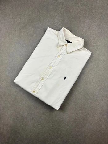 Chemise shirt Ralph Lauren blanche uni logo noir old money taille L