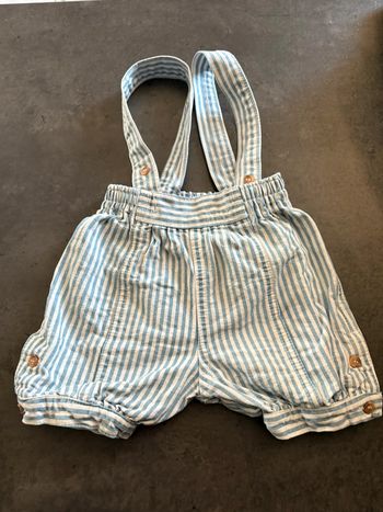 Salopette short bleu rayure