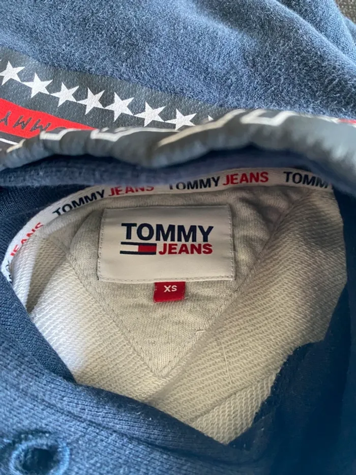 Tommy Jeans Sweat à Capuche Gris Taille XS (convient S) Très bon état - photo numéro 6