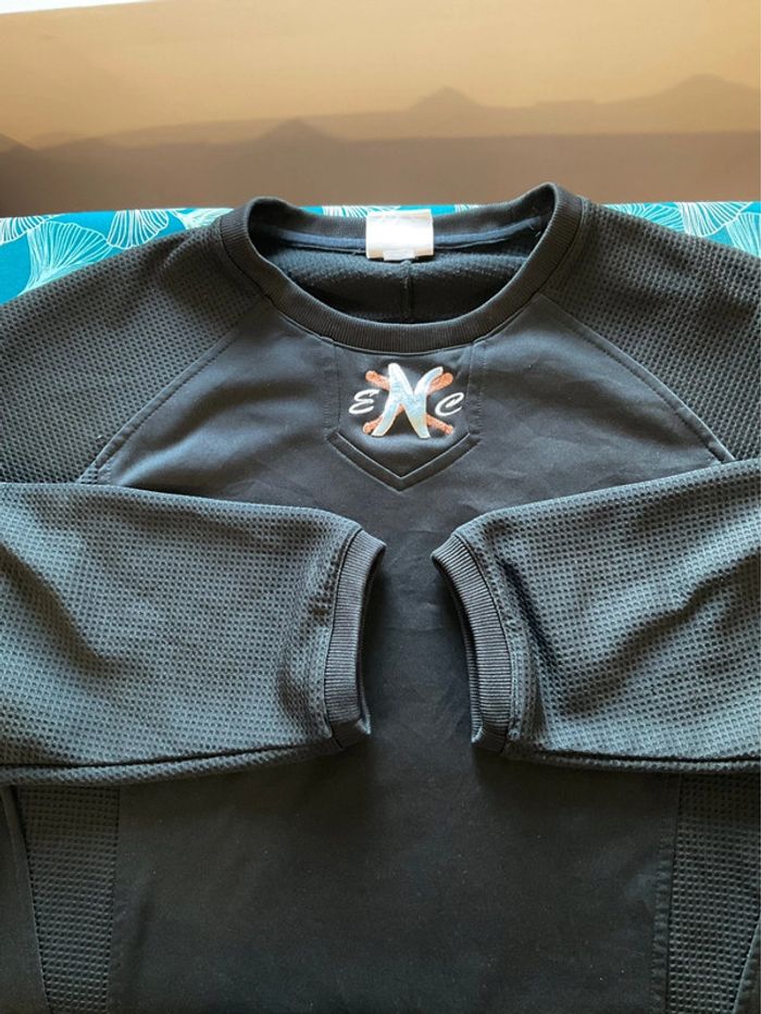 Sweat long à col rond pour homme Majestic noir taille M 186 - photo numéro 6