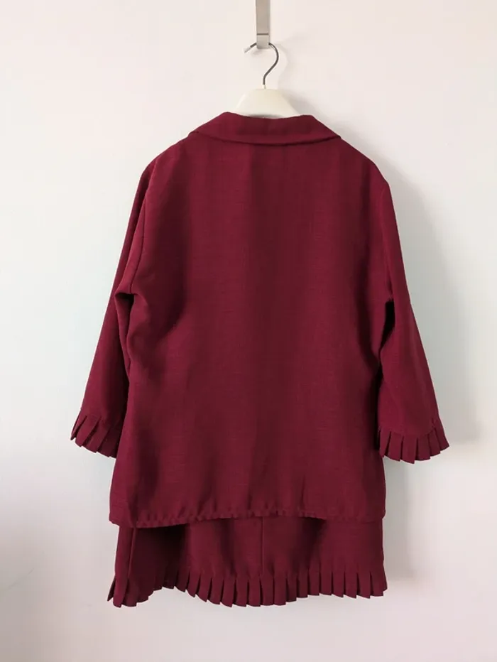 Ensemble d'été vintage bordeaux : jupe et veste - 123 - taille 38/40 - photo numéro 2
