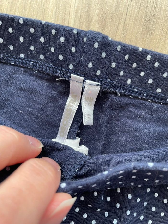 Legging bébé fille bleu marine à pois et noeuds rouges 18 mois - photo numéro 2