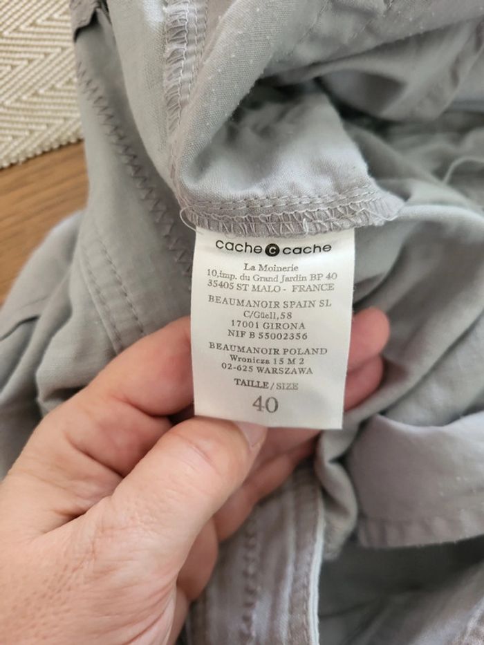 Cache cache short lin coton gris taille 40 - photo numéro 6