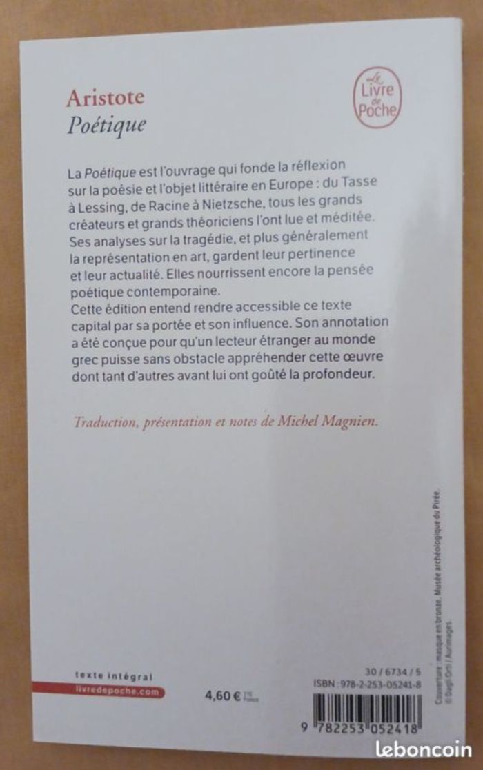 Poétique de Aristote, Le Livre de Poche, Intégral - photo numéro 2