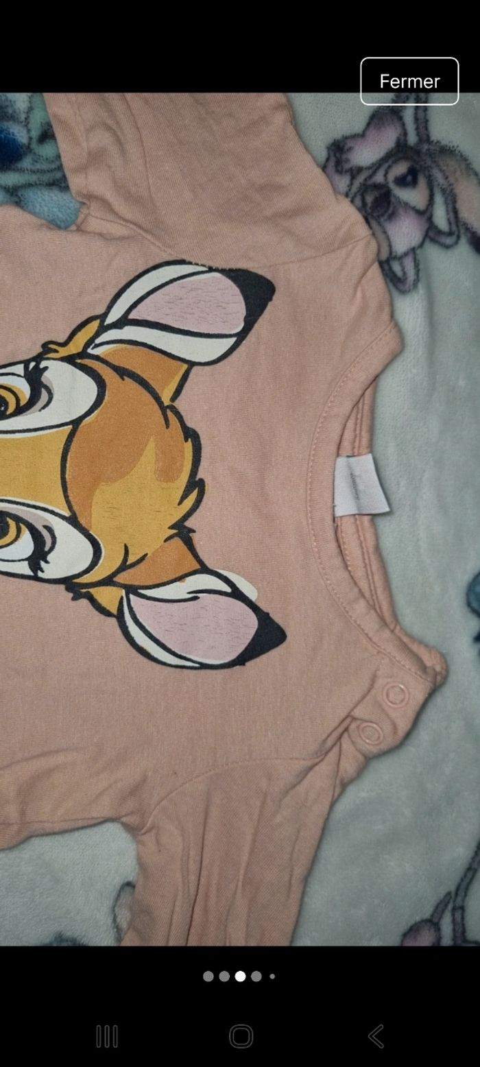 Tee-shirt manche longue bambi 3 mois en bon état - photo numéro 3