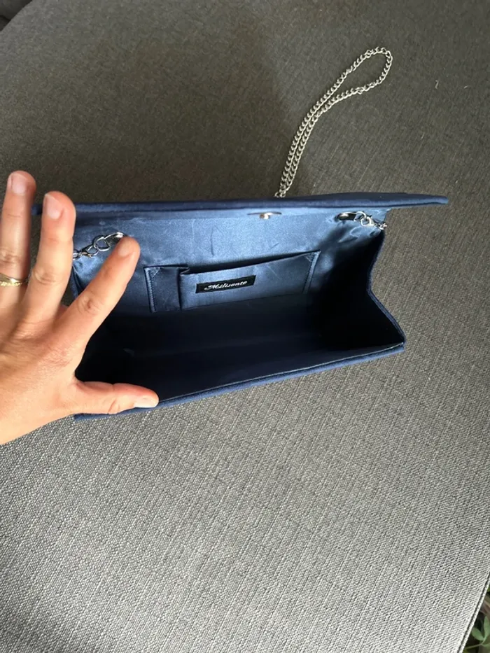Sac pochette en daim femme, bleu - photo numéro 4