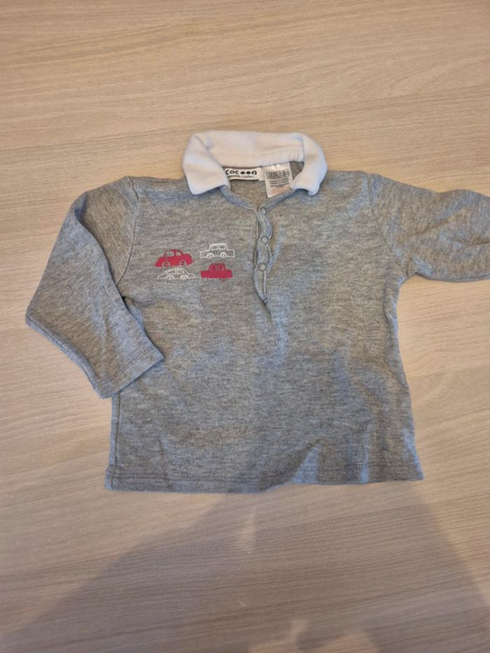 T shirt gris manches longues garçon 12 mois