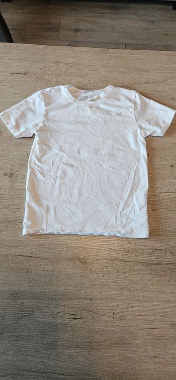 T shirt blanc tout simple, col rond, TQF, 7/8 ans, peu mis