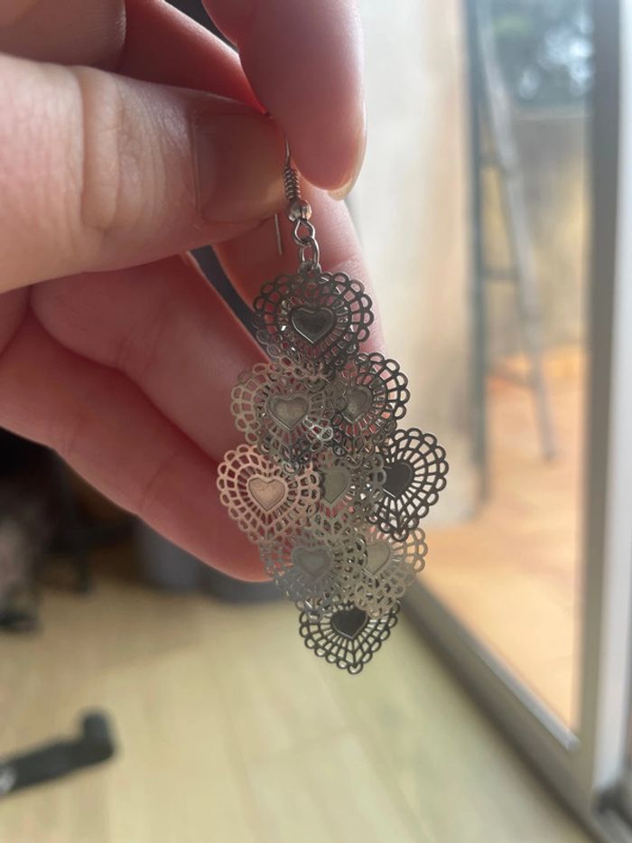 Boucles d’oreilles cœurs acier inoxydable - photo numéro 4