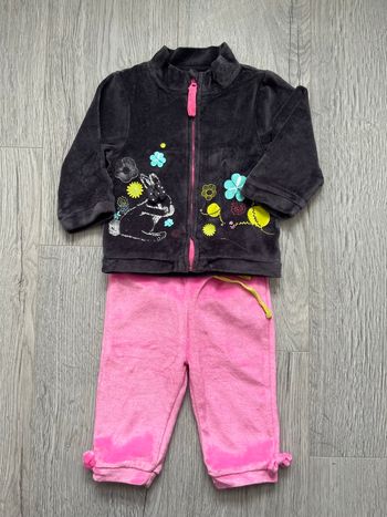 Ensemble fille Orchestra – Veste grise + jogging rose – 6 mois