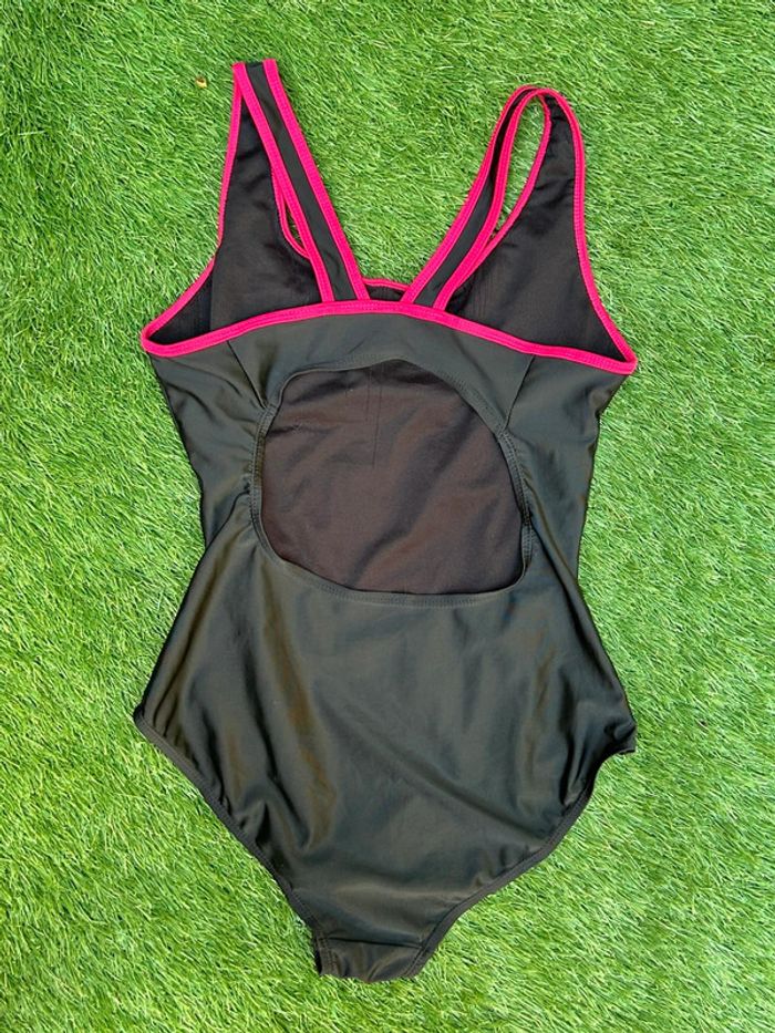 Maillot de bain 1 pièce natation dos croisé - noir et rose - swind taille L - photo numéro 3