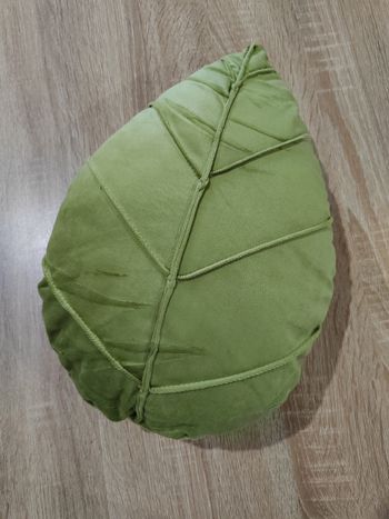 Coussin décoratif Feuille – Vert Tendre / Olive – Velours Doux