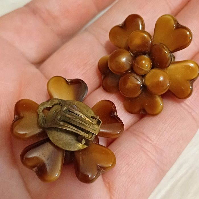 Clips d'oreilles vintage en conaline - photo numéro 7