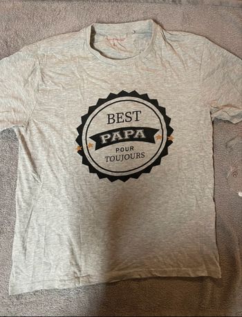 t-shirt gris - best papa pour toujours - taille L (petit)