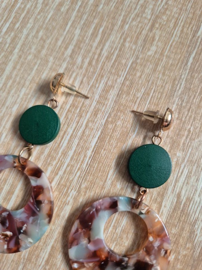 Boucles d'oreilles pendantes ronds fantaisies - photo numéro 3