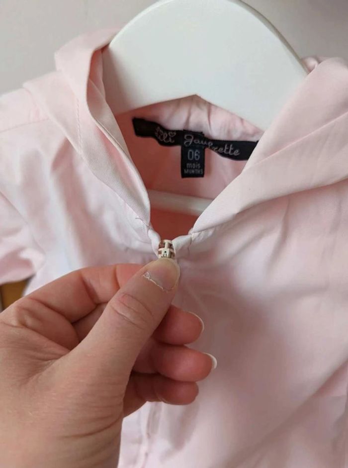 Veste caban Lili gaufrette 6mois rose ajouré dentelle - photo numéro 2