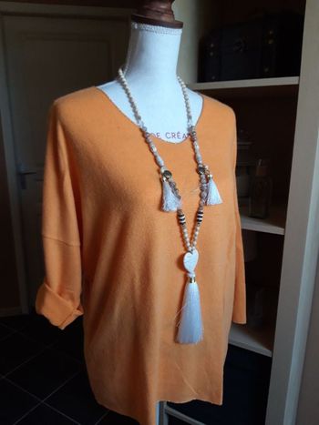 Pull fin doux orange abricot neuf taille L
