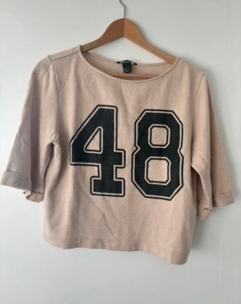 Sweat H&M rose pâle manches 3/4 taille S – écriture noire