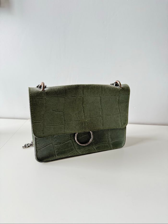 Sac pochette Milano vert croco - photo numéro 5