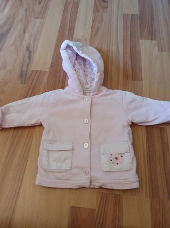 gilet doublé en coton bout'chou 6 mois rose