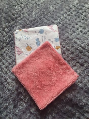 Lot de 10 lingettes bambou rouge tissu motif petits animaux de la forêt