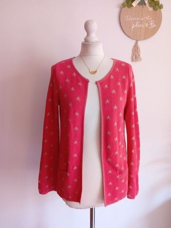Cardigan rose étoiles dorés coton majoritaire La p'tite Etoile Taille 36/38