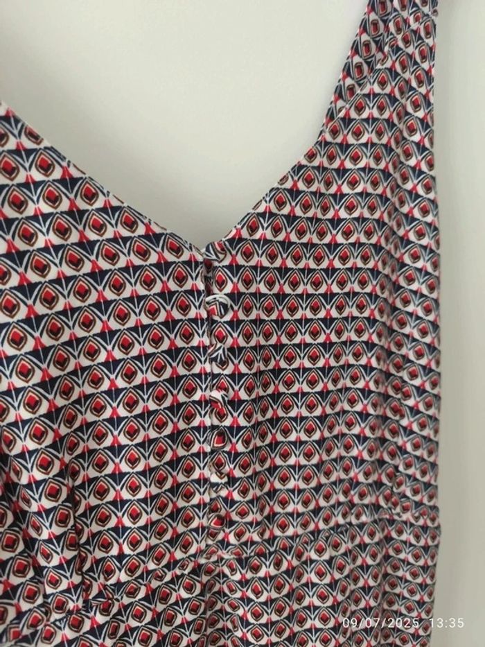 Vestido sin mangas largo estampado de color rojo y blanco - photo numéro 2