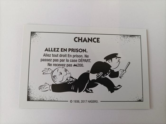 Carte chance allez en prison pièce détachée Monopoly édition tricheurs Hasbro gaming #A28