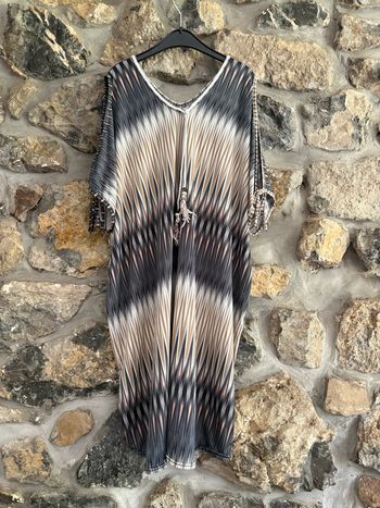 Robe d’été à motif gris et beige taille unique 