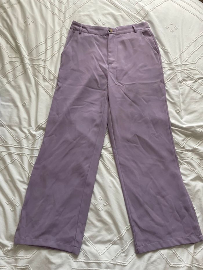 pantalon fluide jambes larges violet - photo numéro 2