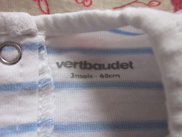 T-Shit manches courtes blanc rayé bleu 3 mois - photo numéro 4