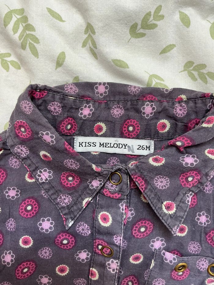chemise sans manches violet motifs rose kiss melody 26 mois - photo numéro 6