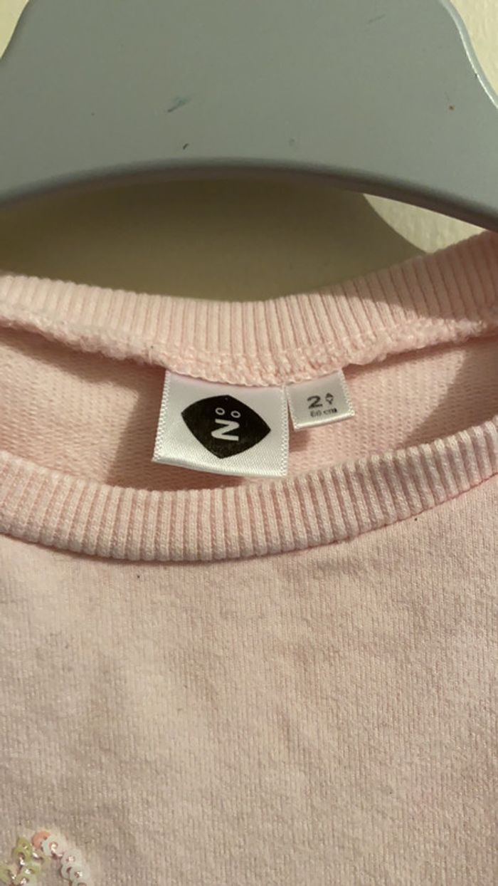 2 ans - tee shirt épais de marque Z. Rose pale - photo numéro 3