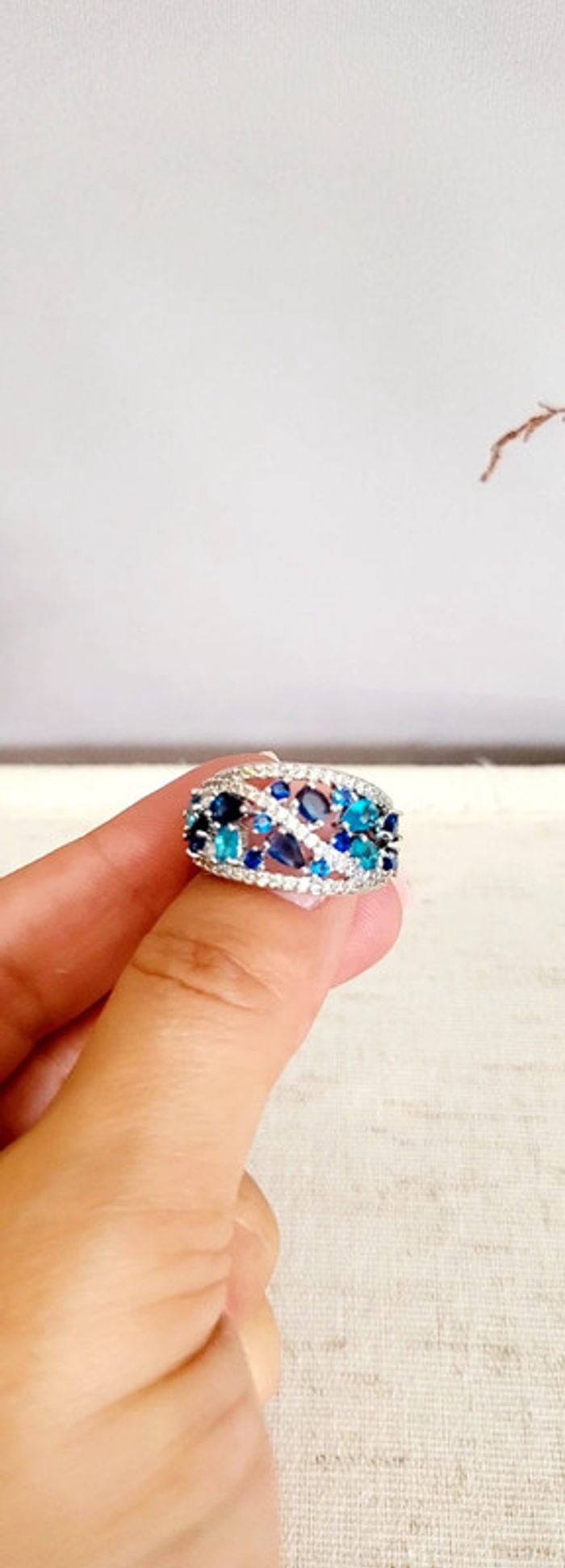 Bague multicolore bleue et argentée - photo numéro 3