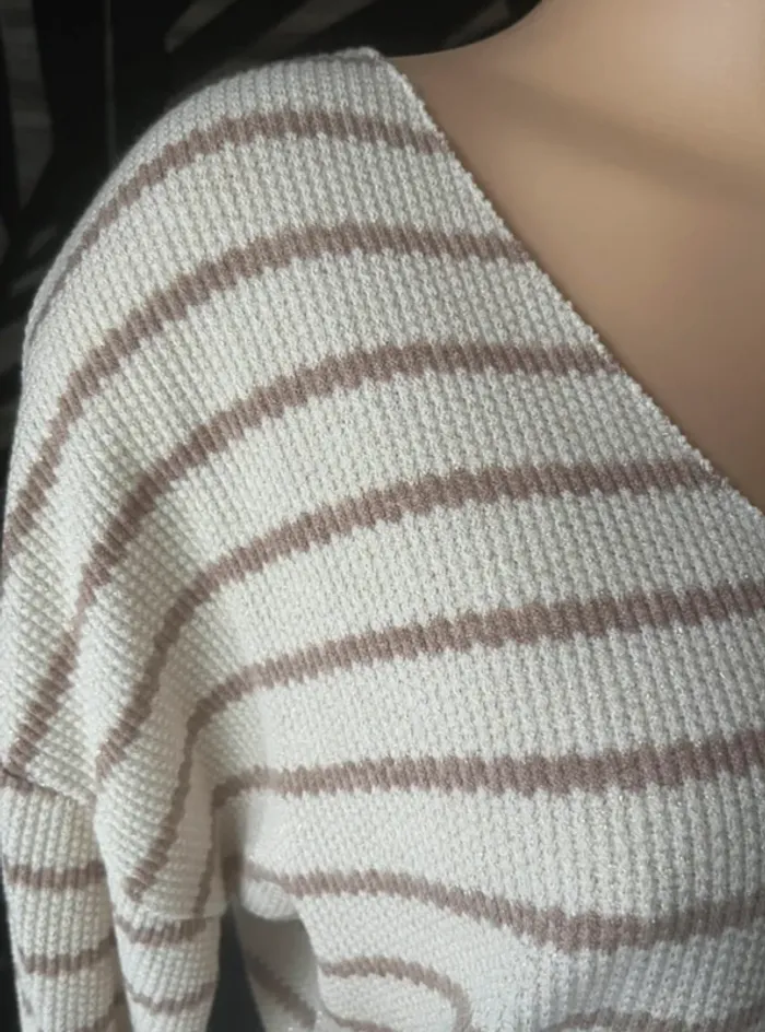 Incontournable Marinière beige camel et lurex doré - photo numéro 2