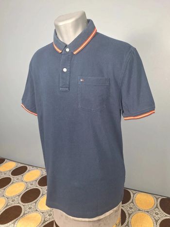 Polo tommy hilfiger bleu foncé - taille L 100% coton - logo brodé (34)