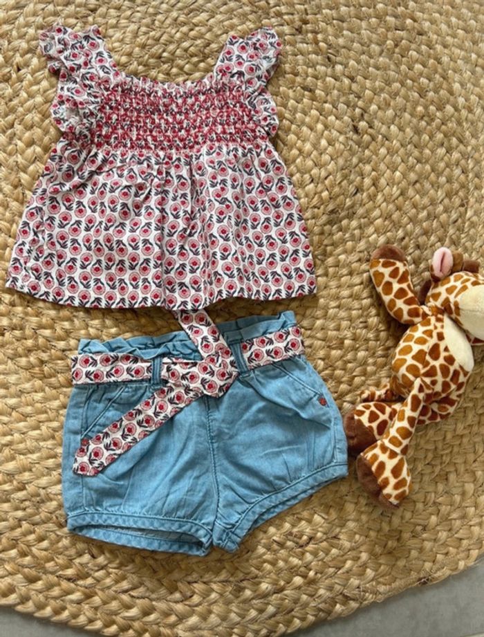 Ensemble blouse et short bébé fille sergent major