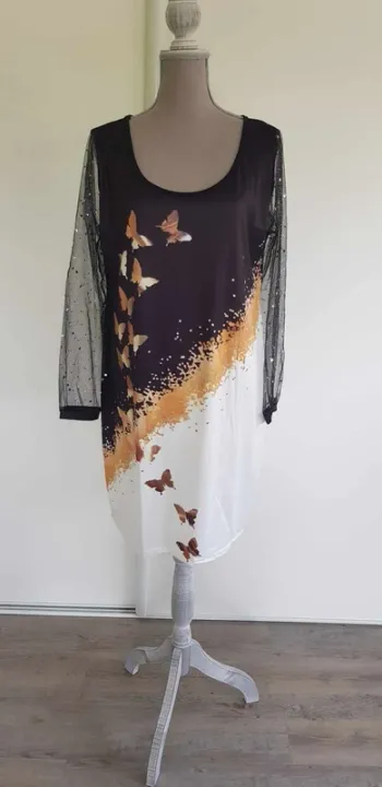 Robe manches transparente à paillettes