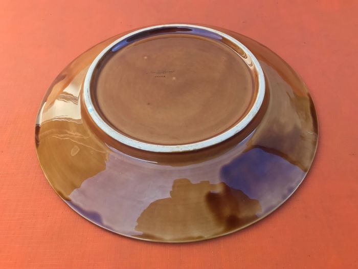 Années 1950 Grand plat aux fleurs Sarreguemines France Céramique émaillée - photo numéro 4