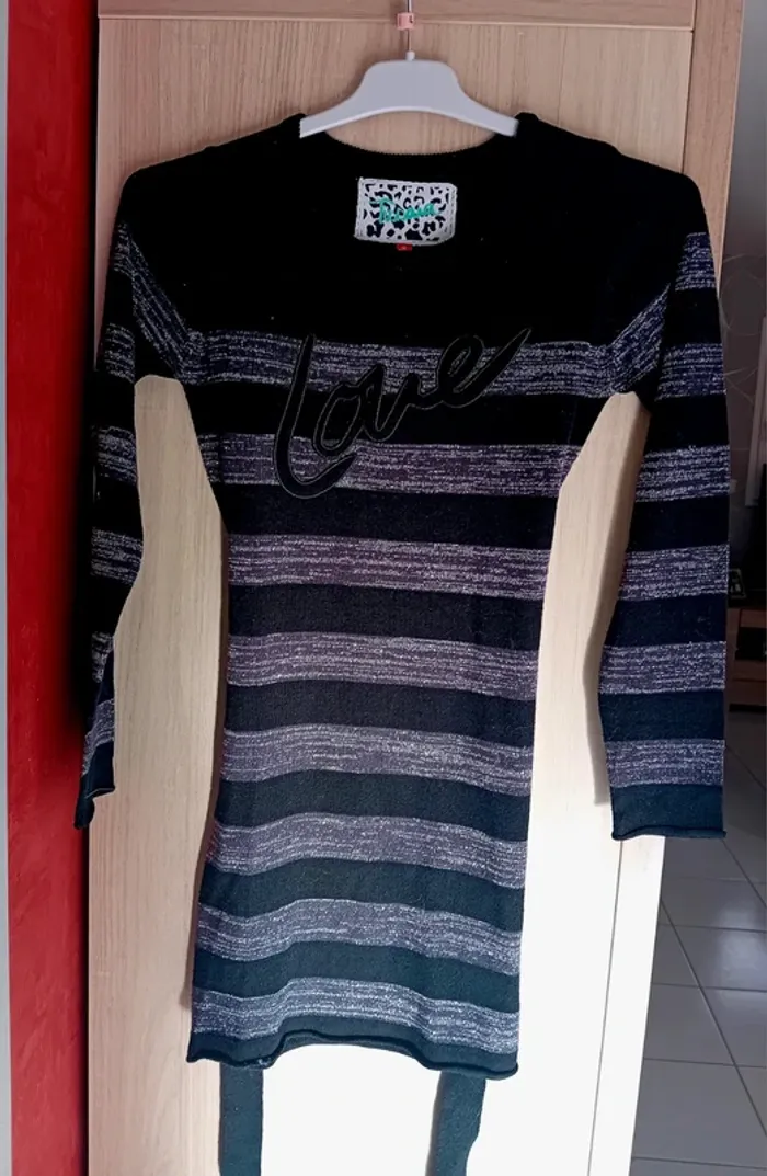 Robe rayé noire et argenté Tissaïa 12 ans