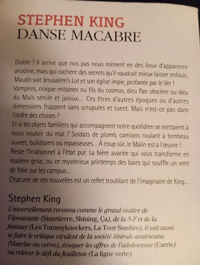 Livre de poche Danse macabre de Stephen king + cadeau - photo numéro 2