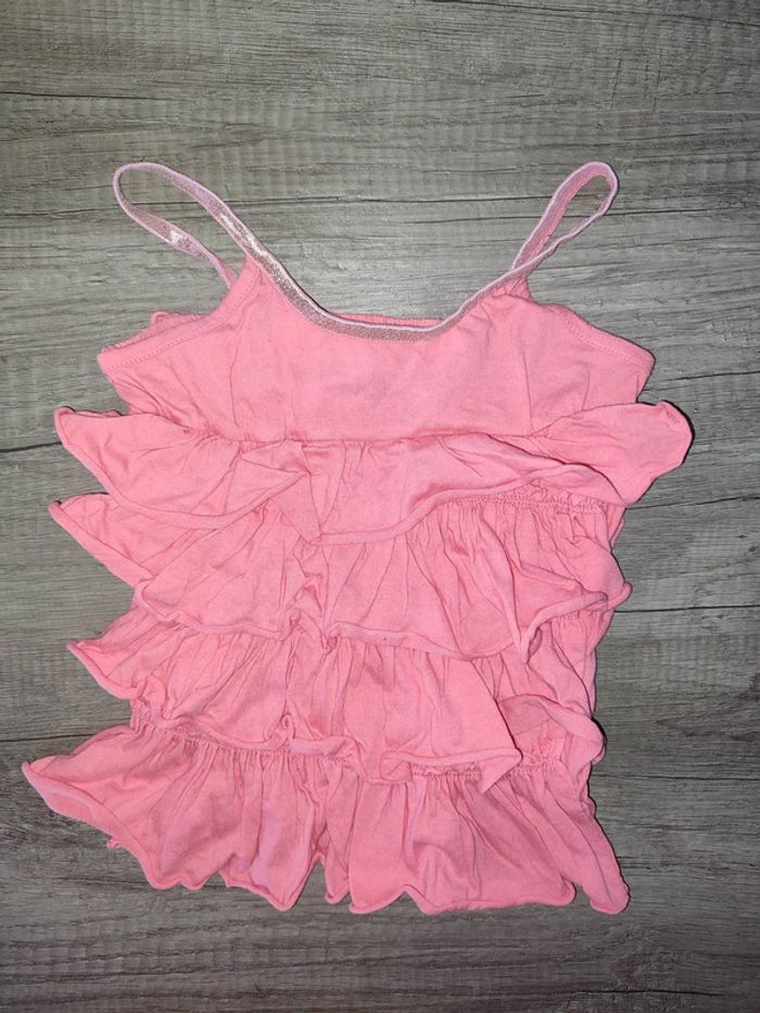 T Shirt à bretelles froufrou orange 4 ans Kid Kanaï