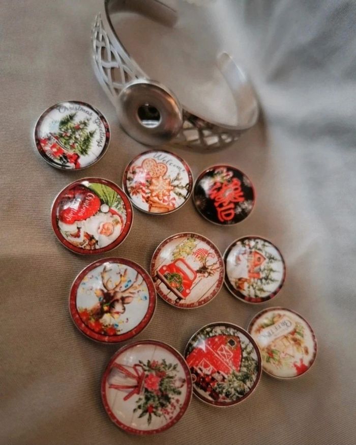 Bracelet jonc acier inoxydable bouton interchangeable réglable - photo numéro 5