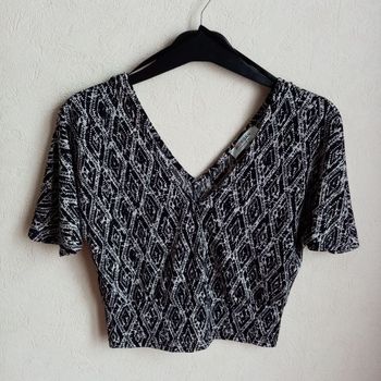 Joli crop top noir et blanc Femme 🌞