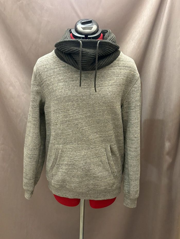 Sweat col roulé en maille côtelée gris chiné Celio