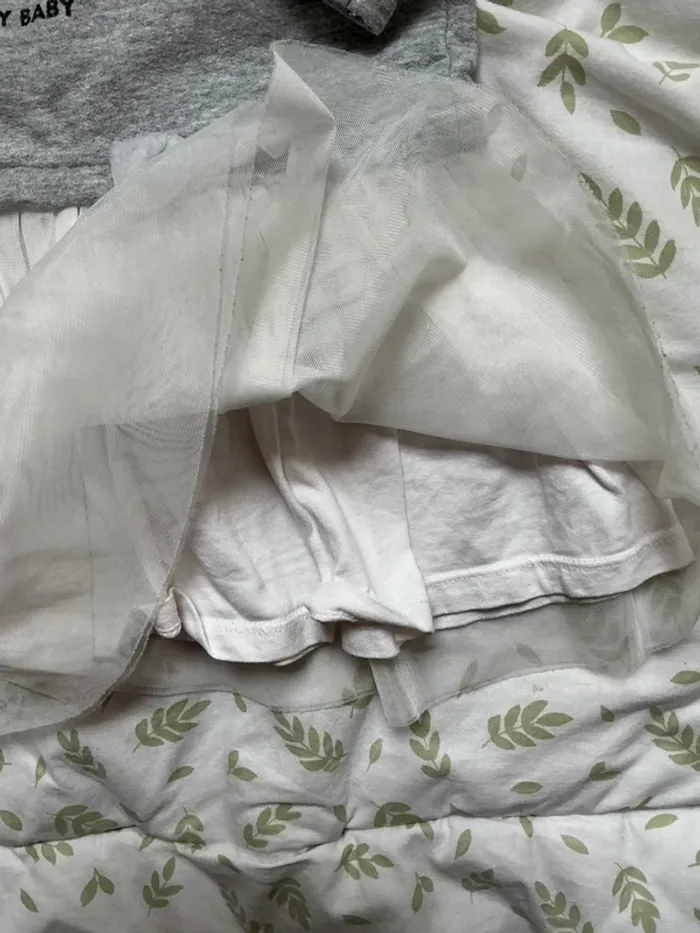 robe manches longues gris et blanc jupe tutu avec jupon 23 mois smiley - photo numéro 7