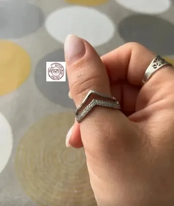 Bague argent 925, 2 en 1, couleur argentée, taille 58