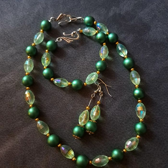 Parrurre boucles d'oreilles avec collier et bracelet vert - photo numéro 6