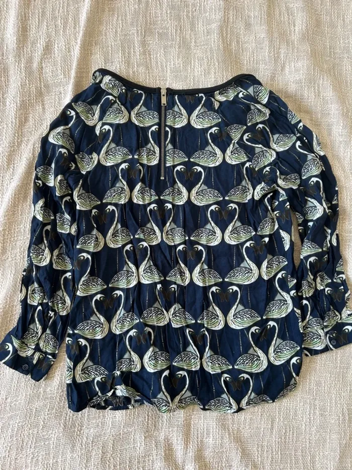 Blouse bleu-vert avec motifs – One Step – Taille 40 - photo numéro 2