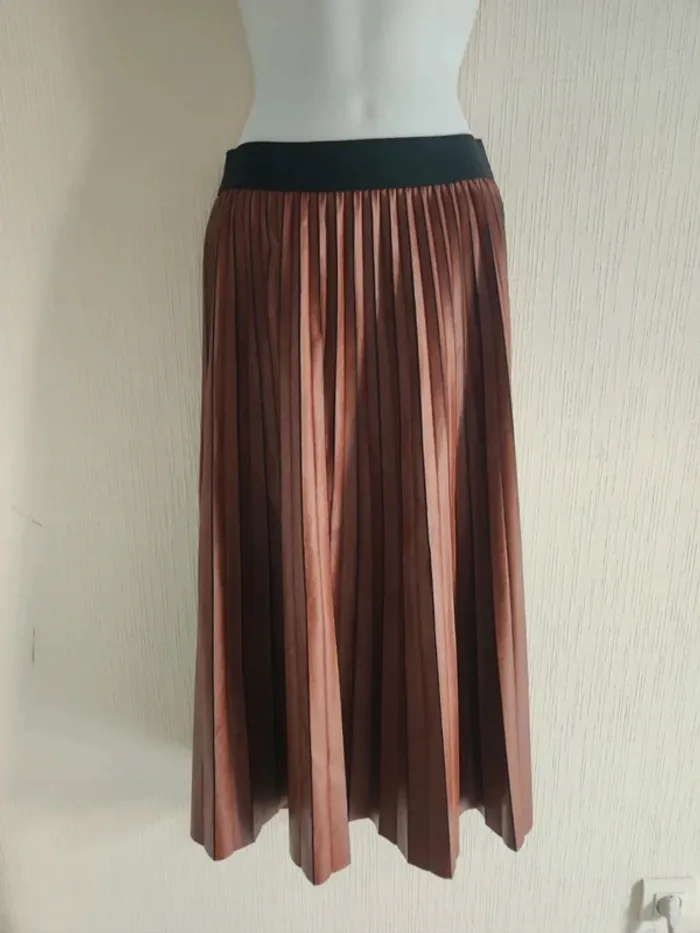 Jolie jupe en similicuir marron et noir Maison 123 taille 36